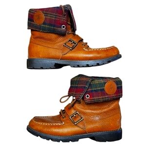 Polo Ralph Lauren Boys Ranger Plaid Boots Sz 6